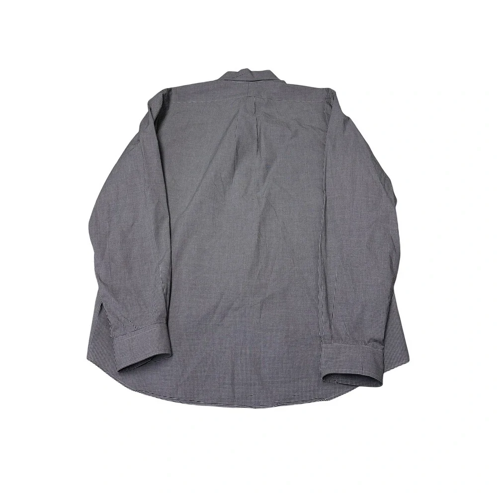 Ralph Lauren‎ Mens Gingham Shirt Navy White Long Sleeve Cotton Stretch Large